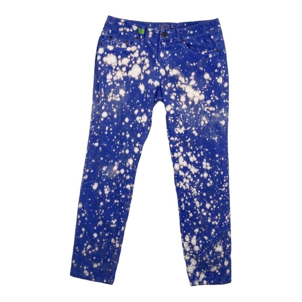 Vineyard Vines Custom Bleach Dye Blue Corduroy Mid Rise Skinny Jeans Size 4